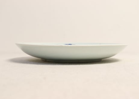 江戸後期染付三方松図6.5寸皿①　少甘手
