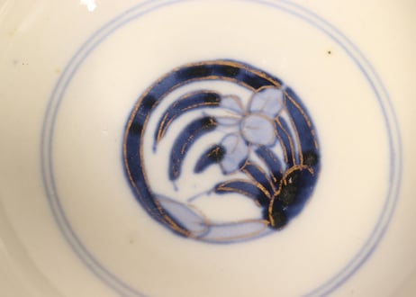 明治前期色絵山水図通り物飯茶碗①