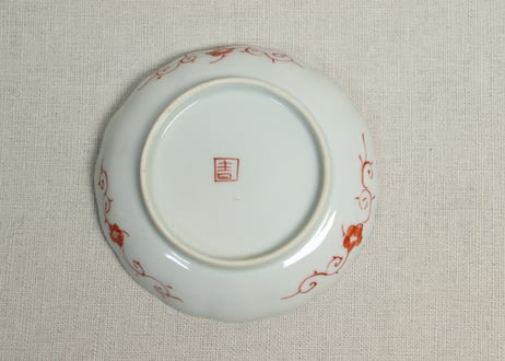 明治前期色絵三方菊図通り物小皿③小ニュウ