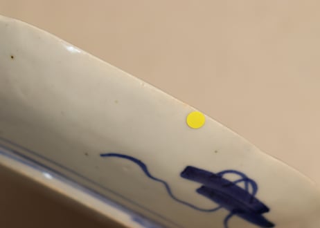 明治前期色絵六方に牡丹図7寸皿②ノミホツ,ムシクイ