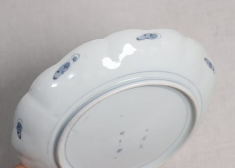 江戸後期色絵山水図7寸皿③裏柄有り