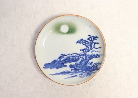 明治後期～大正銅判山水図小皿