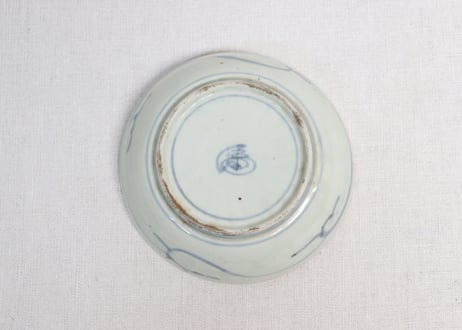 江戸中期染付扇面と巾着図くらわんかなます皿①濃いめ,フリモノ