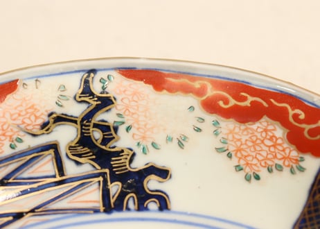 江戸後期色絵鳳凰と桜図五弁7寸皿 5客組