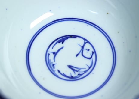 明治前期紙刷印判水鳥図飯茶碗