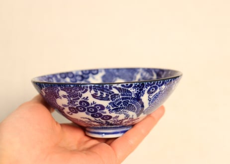 明治前期紙刷松に鷹図蓋茶碗