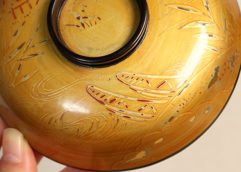 明治～大正内黒金塗蒔絵川辺図吸物椀 | 吉祥寺PukuPuku