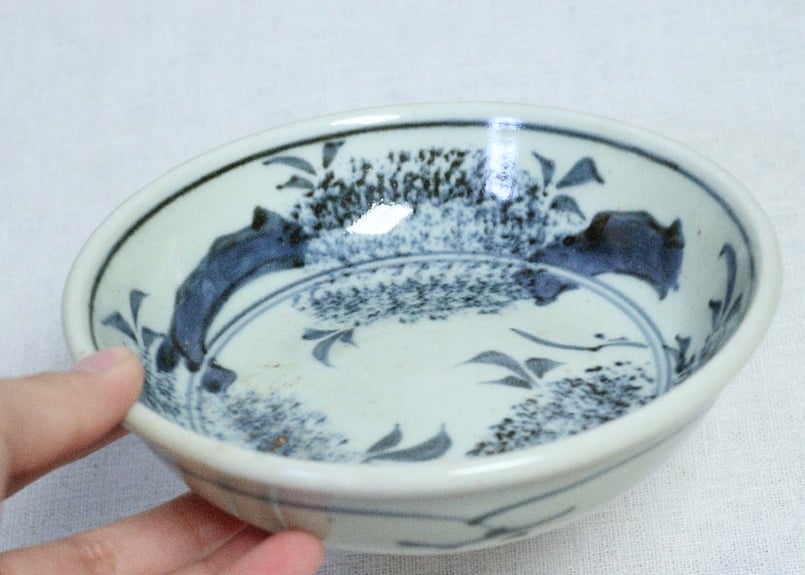 江戸後期から幕末期染付深皿 江戸幕末染付線描き牡丹図なます皿 | 吉祥寺PukuPuku