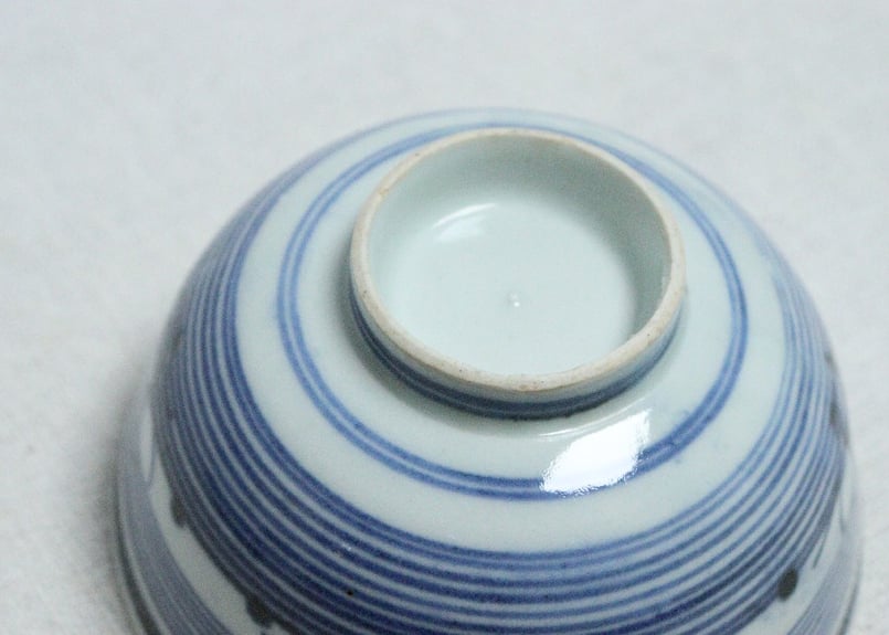 江戸幕末染付輪線に梅図飯茶碗➁ フリモノ,歪み | 吉祥寺PukuPuku