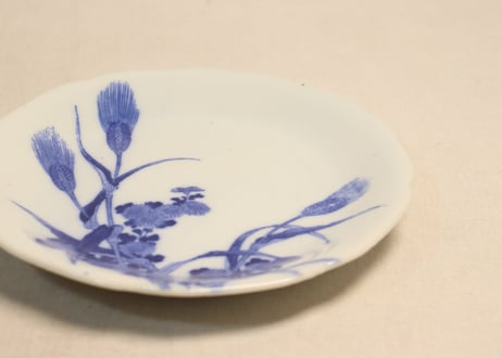 明治後期～大正銅判麦と菊図７寸皿