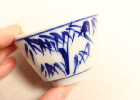 明治後期～大正染付竹図煎茶碗