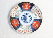 明治前期色絵桃と竹梅図通り物小皿