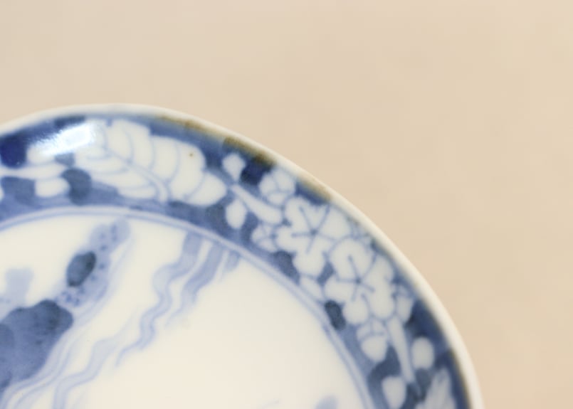 染付 明治 大正時代 大皿 文明開化 風景画 希少(K-YC476) 染付 明治
