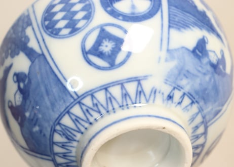 明治後期~大正銅判丸文に人物図飯茶碗