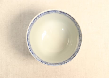 明治前期染付羽根微塵唐草図向付