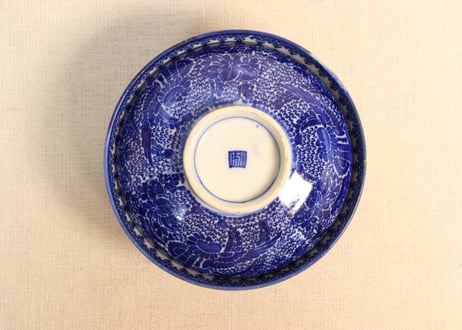 明治前期紙刷桐と鳳凰図飯茶碗