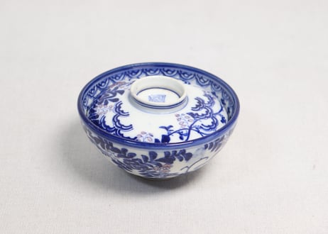 明治前期染付藤図蓋茶碗