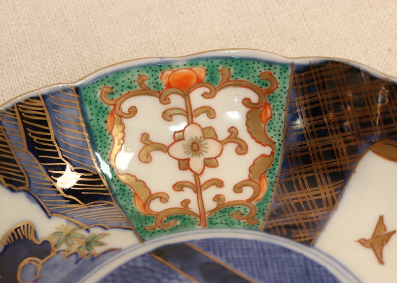 柳絵 志野銅羅鉢 5客　江戸末期 柳絵 志野銅羅鉢 5客 江戸〜明治初めにかけて作られた