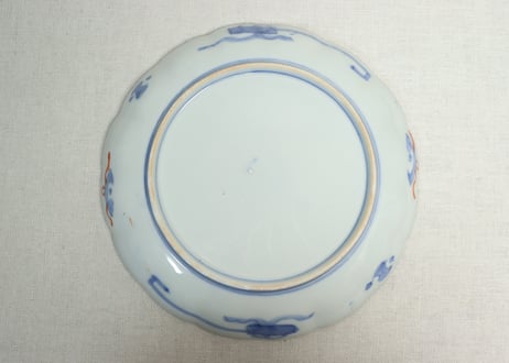 明治前期色絵六方花図7寸皿