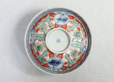 明治前期色絵福良雀図飯茶碗　甘手
