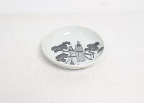 明治後期～大正銅判高砂立雛図小皿