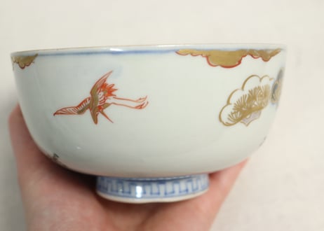 明治前期色絵高砂図通り物蒸茶碗
