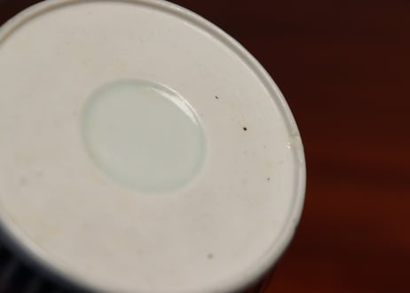 江戸後期染付蛸唐草文猪口③　直し,ややかたつき