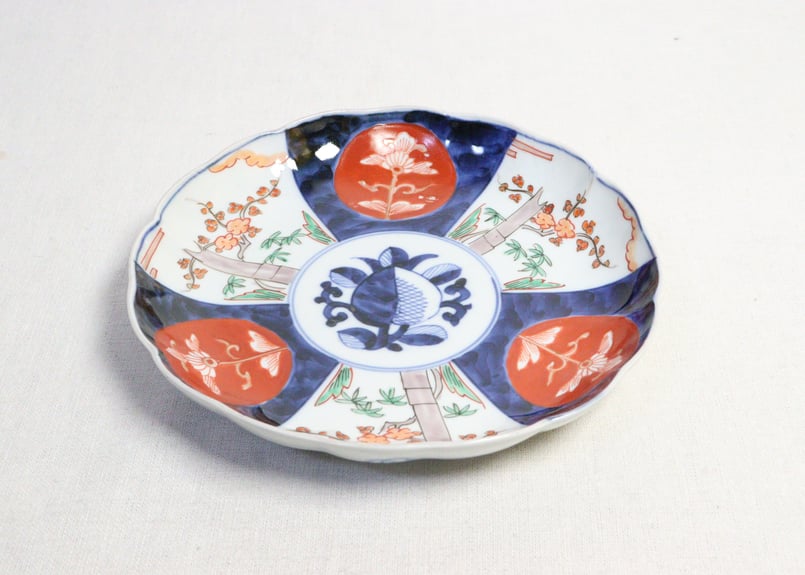 明治前期色絵桃と竹梅図通り物7寸皿 | 吉祥寺PukuPuku