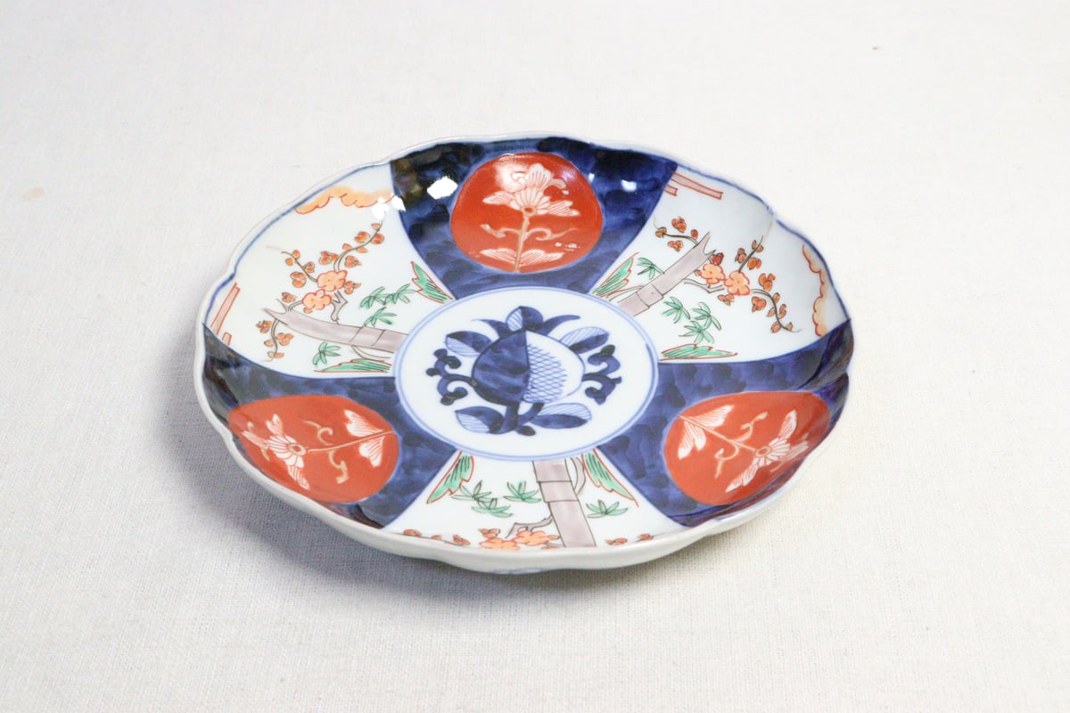 明治前期色絵桃と竹梅図通り物7寸皿 | 吉祥寺PukuPuku