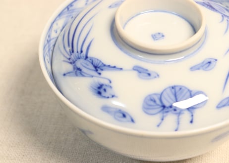 明治後期～大正染付鳳凰図飯茶碗