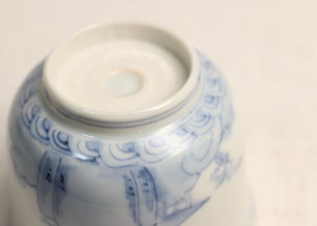 明治後期~大正染付山水図輪花向付