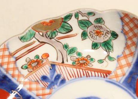 明治前期色絵四方に花図なます皿