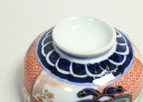 明治前期色絵市松に松竹梅図蒸茶碗①