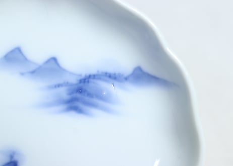 明治後期～大正源六製染付山水図小皿