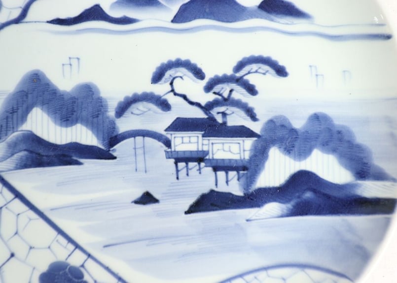 大清雍正年製闘彩「河図洛書」吉祥紋折縁皿(E-16) 大正～昭和戦前染付山水図8寸皿 | 吉祥寺PukuPuku