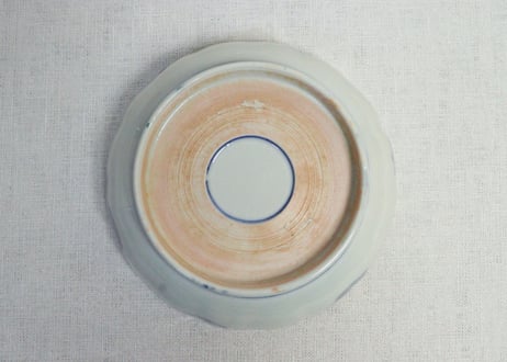 明治前期色絵に三方に牡丹図なます皿