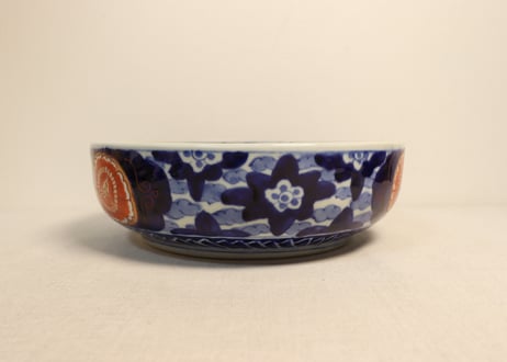 明治前期色絵富士と花籠図9寸鉢