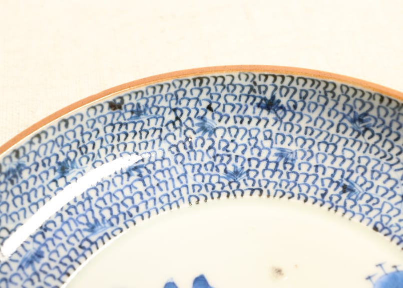 江戸幕末染付山水に微塵唐草図5寸皿②フリモノ | 吉祥寺PukuPuku