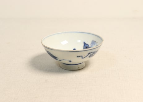 明治前期九谷焼金彩染付山水図碗 | 吉祥寺PukuPuku