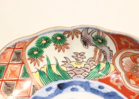 明治前期色絵鶴亀図なます皿②薄め