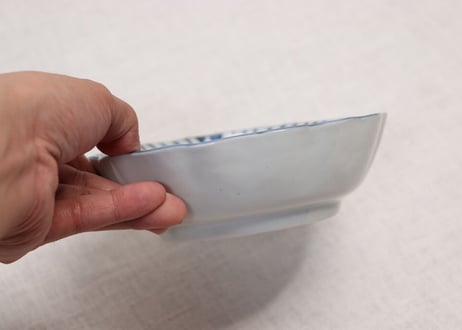 江戸幕末染付流水に紅葉図なます皿 トリアシ