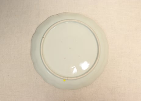 江戸幕末染付柳に牡丹図７寸皿②窯傷