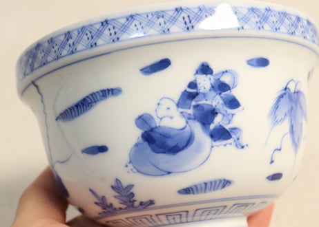 大正~昭和戦前ゴム判七福神図蓋茶碗
