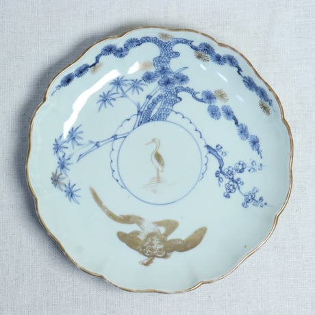 蓋茶碗□吸物碗 5客セット（江戸後期～明治期）丸窓幾何学模様紋 洸春