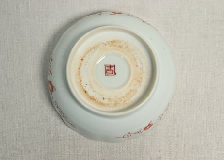 明治前期色絵三方菊図通り物なます皿