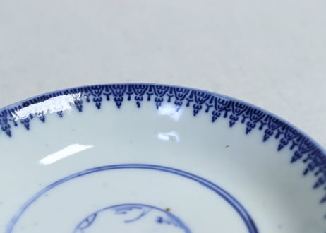 明治前期紙刷桜図飯茶碗②　黒点有り