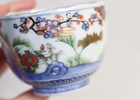 明治前期色絵麒麟と花鳥図通り物向付