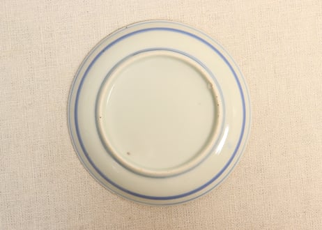 江戸幕末染付山水と牡丹図小皿 窯傷,フリモノ