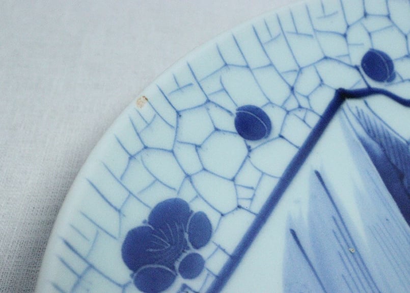 江戸幕末染付梅花氷裂に山水図尺1寸皿 | 吉祥寺PukuPuku