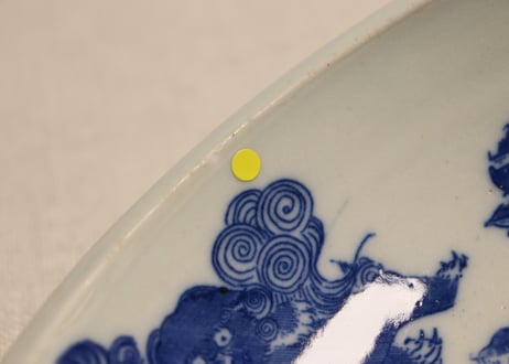 明治後期~大正銅判獅子牡丹図6寸鉢 ノミホツ,ムシクイ